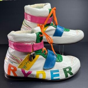 Ryder Womens Multi Color High Top Sneakers White Faux Leather Retro Size 11